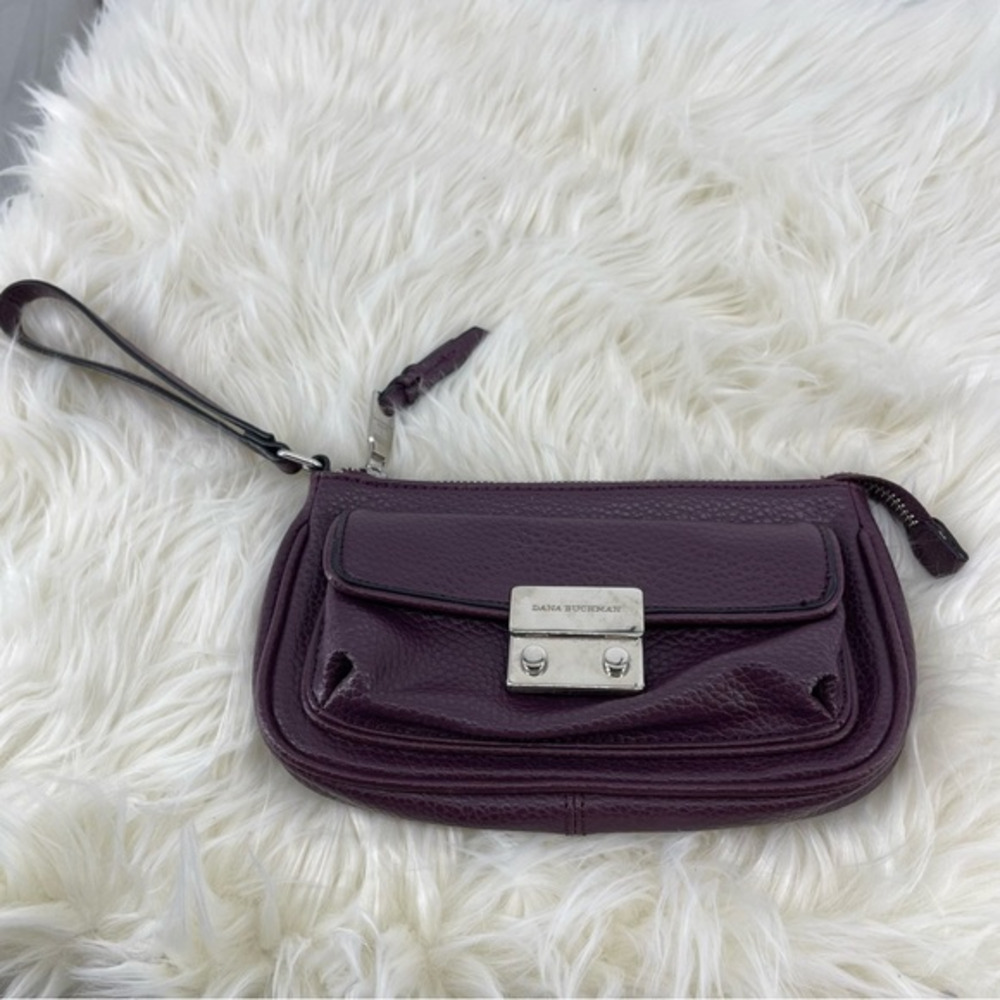 Dana Buchman Trish Wristlet vegan‎ faux leather in fig purple